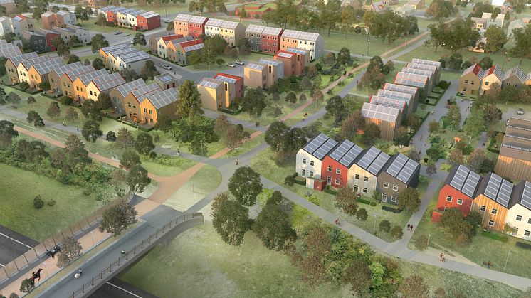 Vy från luften av bostadsområdet Östra Ramlösa.