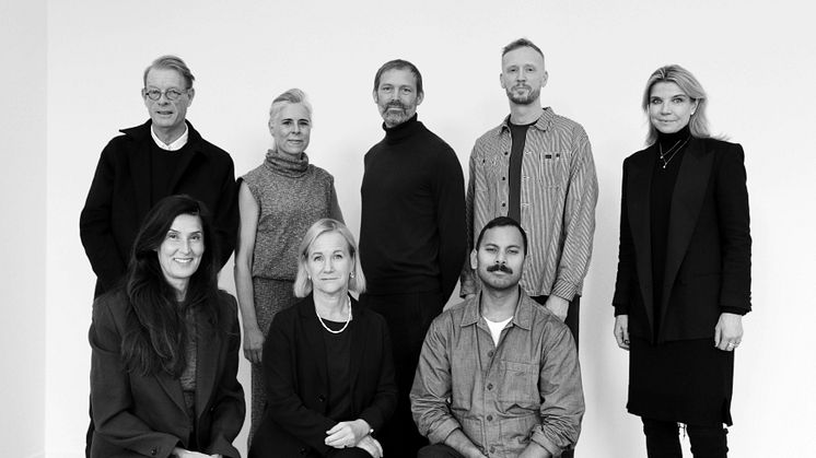 Svartvitt gruppfoto på Konstnärsnämndens styrelse