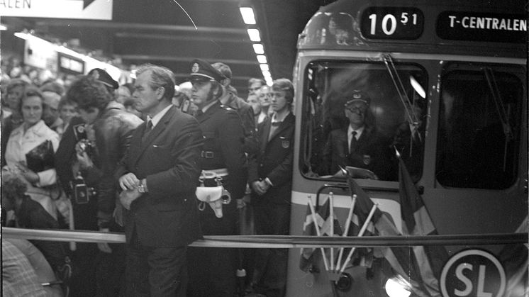 Invigning av tunnelbanans Blå linje, augusti år 1975.
