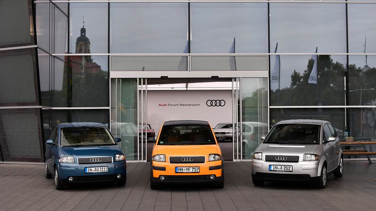 Tre Audi A2 modeller fra AUDI AG's historiske samling