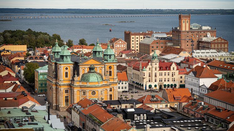 Vy över Kalmars stadskärna Kvarnholmen