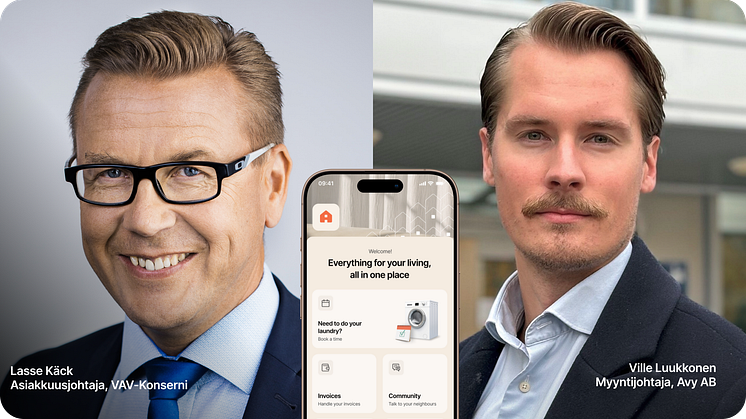 Lasse Käck Asiakkuusjohtaja VAV-Konserni, Ville Luukkonen Myyntijohtaja Avy AB