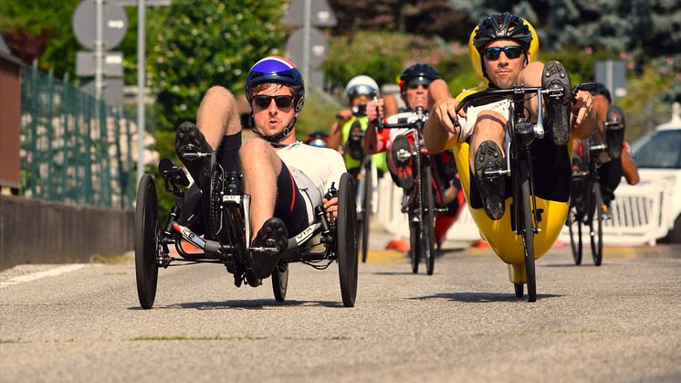 Jimmy Hubbard and another rider on their recumbent cycles