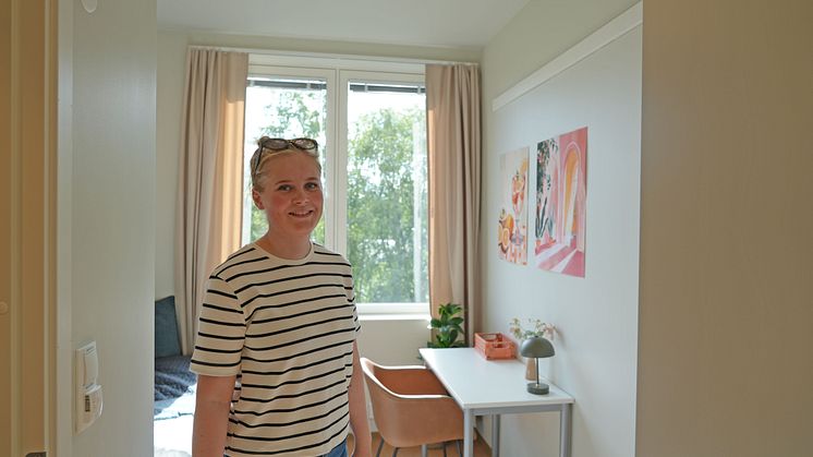 Benedicte er en av studentene som var på visning av de nye studentboligene som åpner i Nydalen i oktober.