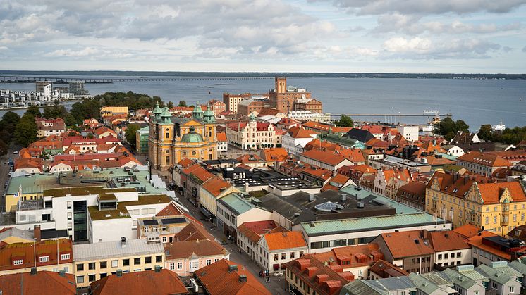 Vy över Kalmars stadskärna Kvarnholmen