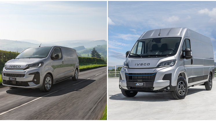 På bildet ses IVECO to nye elektriske varebiler: eJolly og eSuperJolly