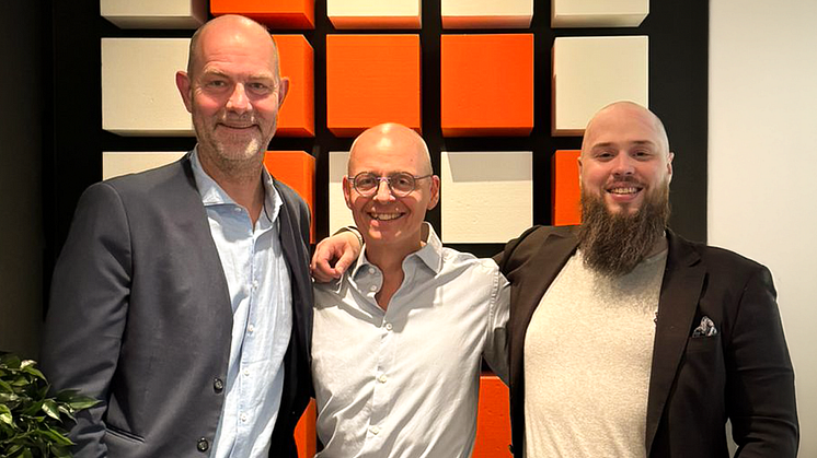 Björn Lantz (vd byBrick), Karl Dickson (grundare av Mejsla) och Emil Grönvall (vd byBrick Tech)