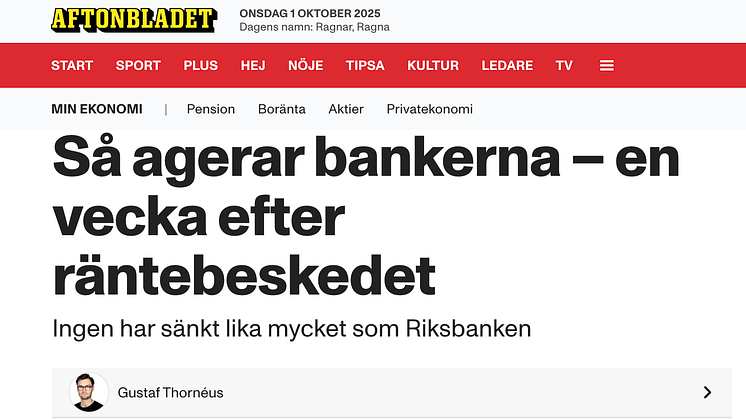 Bankerna sänker boräntan mindre än Styrräntan