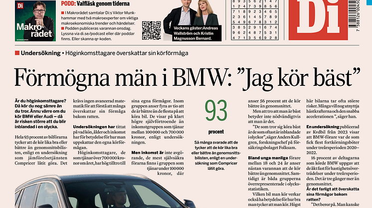 Män, unga, höginkomsttagare och BMW förare har högst självförtroende bakom ratten