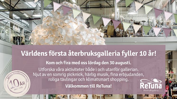 Inbjudan till ReTuna Återbruksgallerias 10-års jubileum