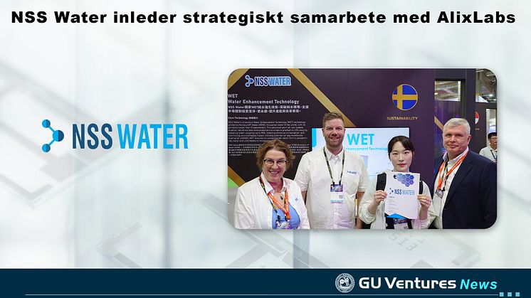 En montagebild med titel, logga och bild som förmedlar nyheten om företaget NSS Water