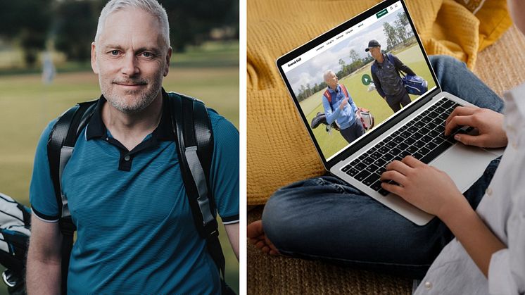 Eric Franzén, chefredaktör Svensk Golf och bild på dator med nya Svenskgolf.se