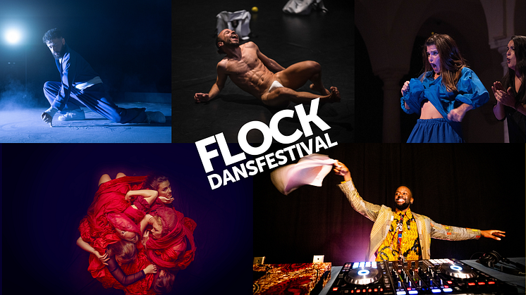 Fem bilder på medverkande i FLOCK dansfestival