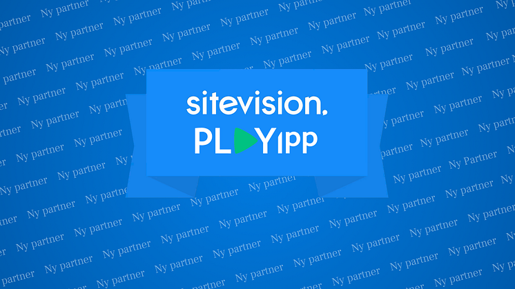 Logotyperna för Sitevision och PLAYipp med texten "Ny partner".