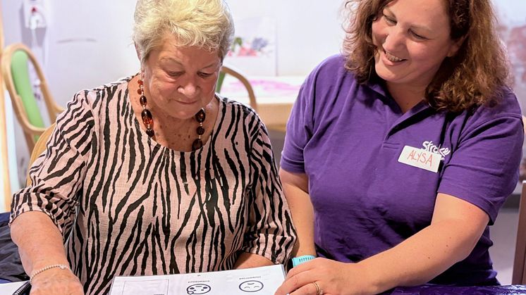 Alysa Rixon, Guernsey’s Stroke Association engagement officer with a stroke survivor.