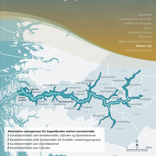 Faktaark KU marint vern Sognefjorden - masser i sjø