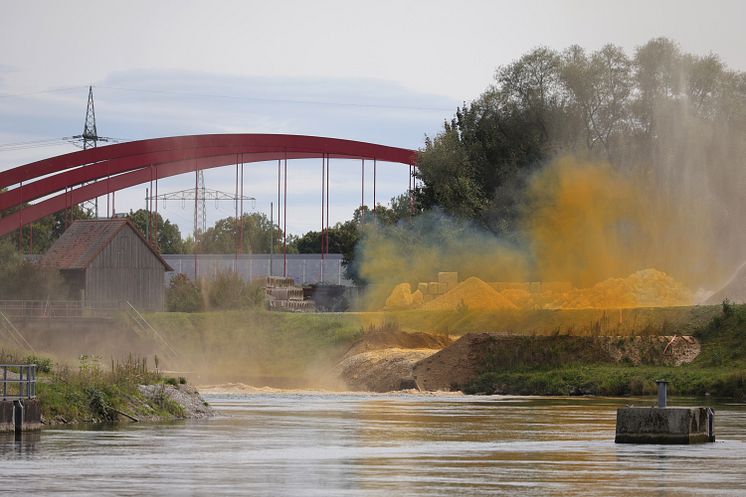 Hochwassertraining: Abfluss aus Musterdeich 