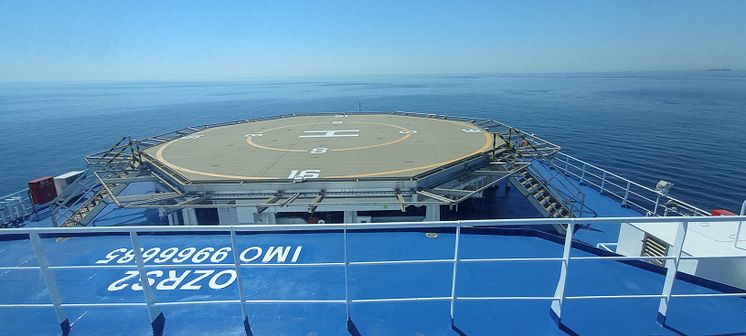 Hubschrauberplattform der neuen Zero Direct Emissions Fähre von Scandlines