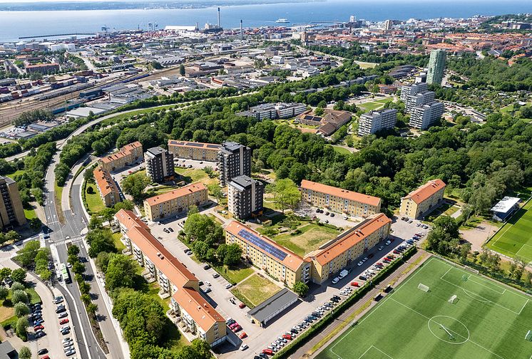 Drönarfoto från 2024 över Gamla Elineberg.