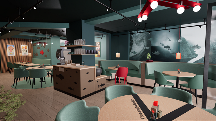 Rendering Sushi Yama Mühlenkamp, Charo Arkitekter.