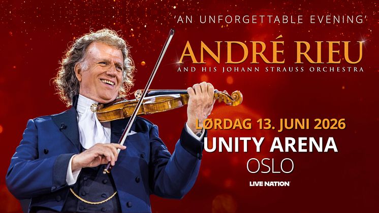Bilde av Andre Rieu med info om konserten.
