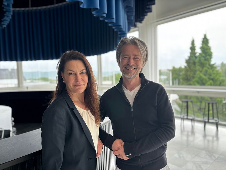 Annika Cederfeldt, mässansvarig Elmia Subcontractor, och Michel Bajuk, cirkulär affärsstrateg Cradlenet.