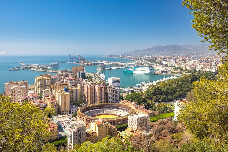 Utsikt över Malaga i Spanien.