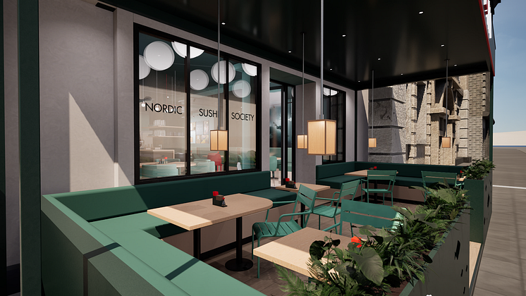 Rendering Sushi Yama Mühlenkamp, Charo Arkitekter.